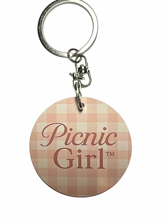 Picnic Girl Key ring. Gingham