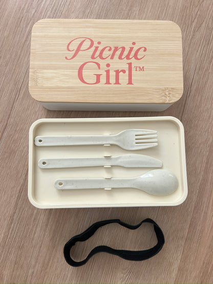 Picnic Girl Branded Bento Box - White