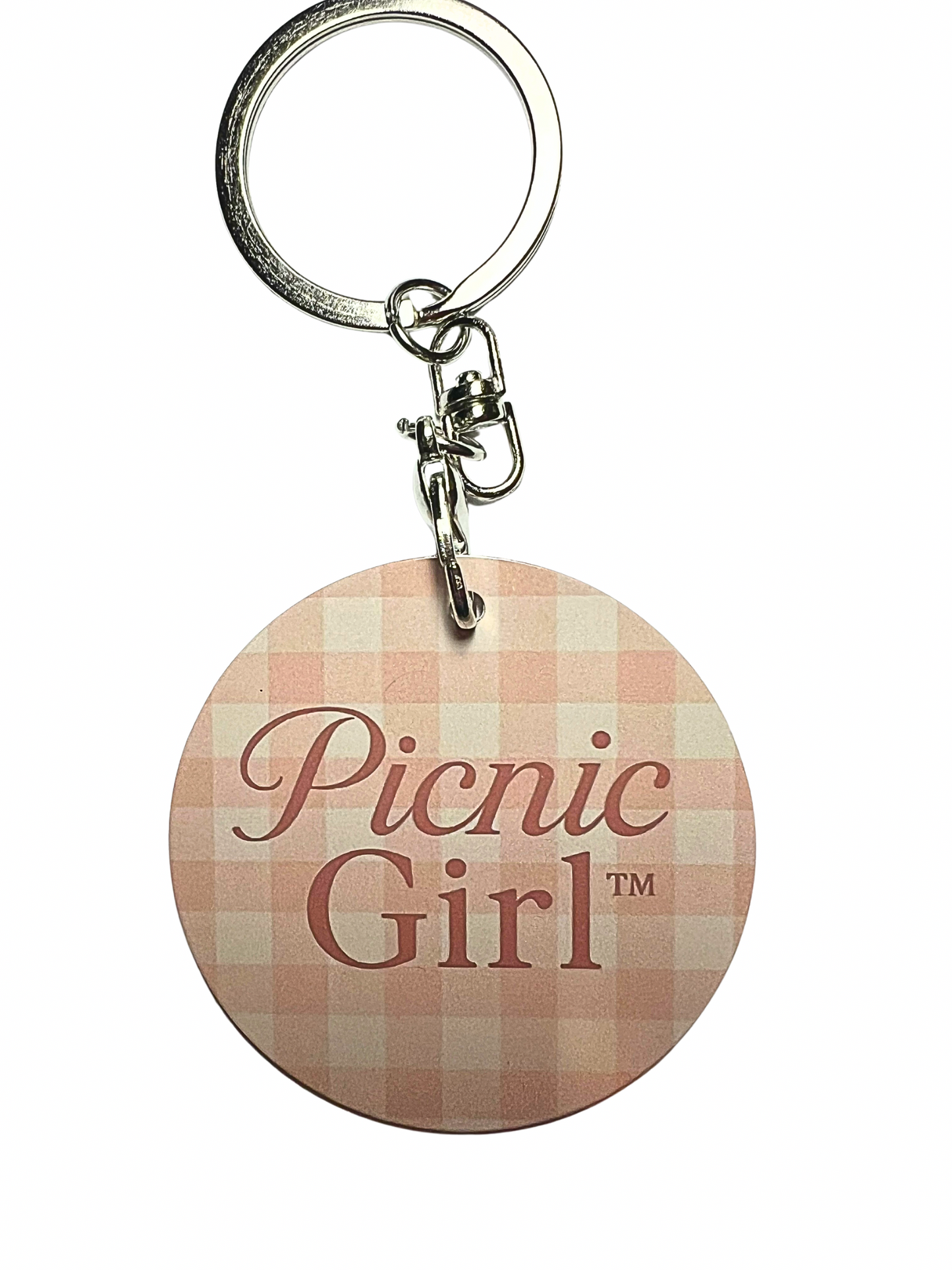 Picnic Girl Key ring. Gingham