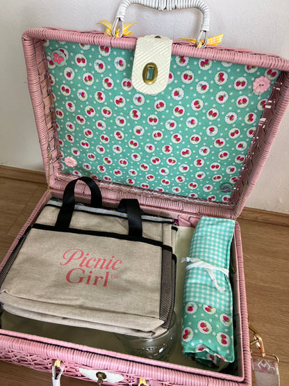 One of a kind Picnic basket set - Strawberry Sunday.