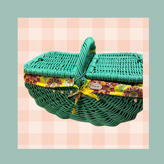 SOLD - Sunset beach party 🌅 One of a Kind picnic basket.