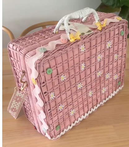 One of a kind Picnic basket set - Strawberry Sunday.